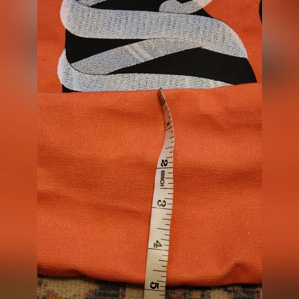 Orange Tote Bag with Cat Design